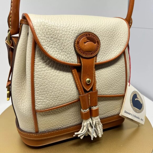 Vintage Dooney and Bourke Women's Cream All-Weather Leather Top Handle Bag Purse - Picture 5 of 15